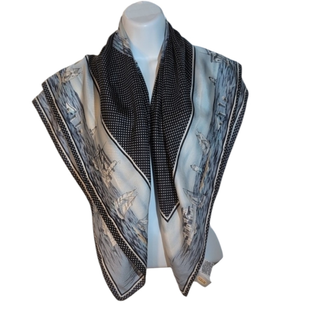 Talbots Black and White SILK Scarf
